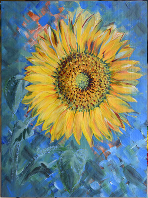 SONNENBLUME / 1. Acrylbild meines Lebens / Sept. 2019