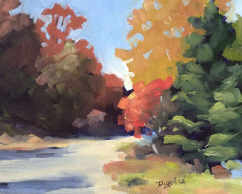 Autumn Road 4   10x8 oil            Lesson in mixing and muting fall colours.              75         
