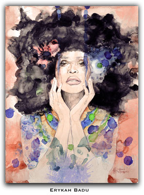 Erykah Badu Portrait gemalt