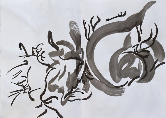 Drawing book  [Sumi-Japanese ink on paper, 42x60cm, 2021]