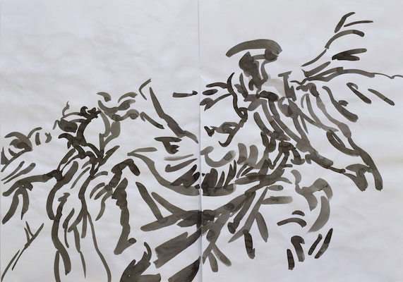 Drawing book  [Sumi-Japanese ink on paper, 42x60cm, 2021]