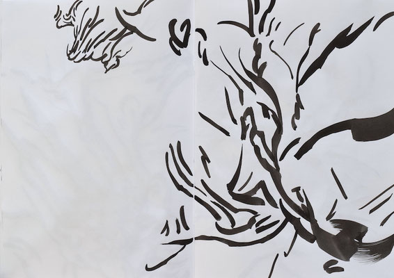 Drawing book  [Sumi-Japanese ink on paper, 42x60cm, 2021]