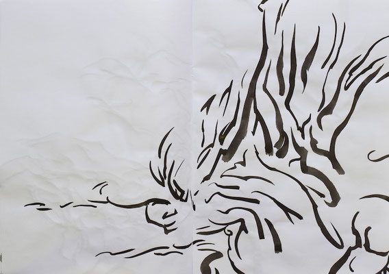 Drawing book  [Sumi-Japanese ink on paper, 42x60cm, 2021]