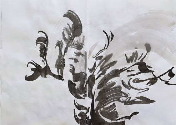 Drawing book  [Sumi-Japanese ink on paper, 42x60cm, 2021]