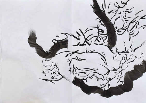 Drawing book  [Sumi-Japanese ink on paper, 42x60cm, 2021]