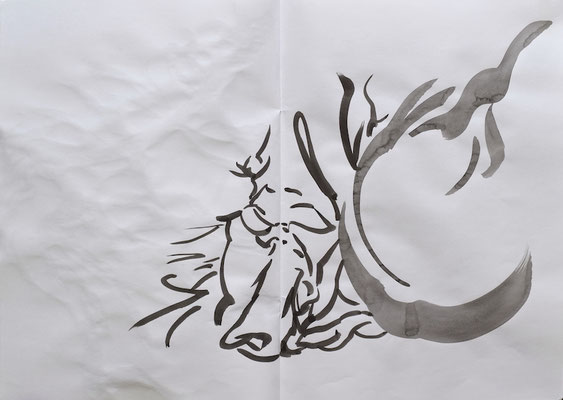 Drawing book  [Sumi-Japanese ink on paper, 42x60cm, 2021]