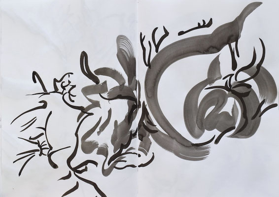 Drawing book  [Sumi-Japanese ink on paper, 42x60cm, 2021]