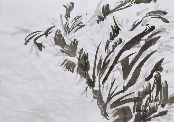 Drawing book  [Sumi-Japanese ink on paper, 42x60cm, 2021]