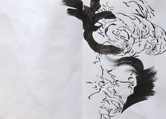 Drawing book  [Sumi-Japanese ink on paper, 42x60cm, 2021]