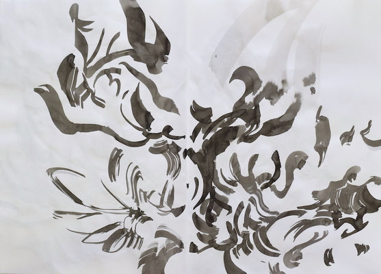 Drawing book  [Sumi-Japanese ink on paper, 42x60cm, 2021]