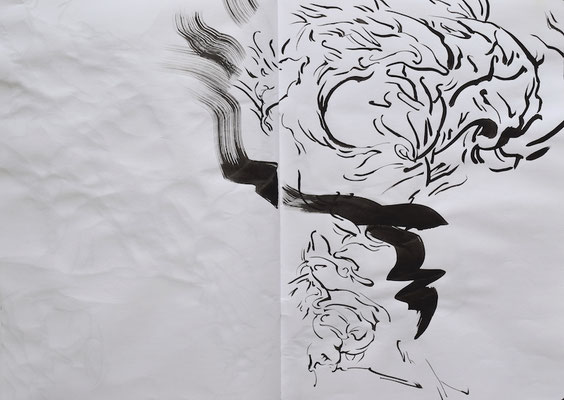 Drawing book  [Sumi-Japanese ink on paper, 42x60cm, 2021]