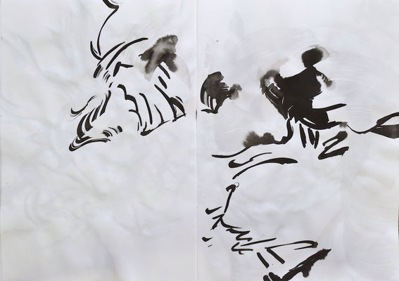 Drawing book  [Sumi-Japanese ink on paper, 42x60cm, 2021]