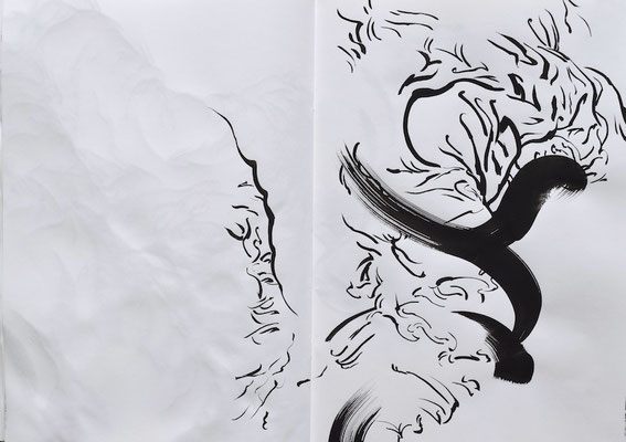 Drawing book  [Sumi-Japanese ink on paper, 42x60cm, 2021]