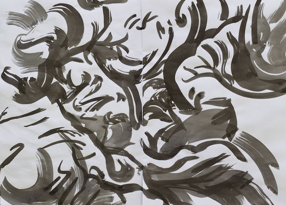 Drawing book  [Sumi-Japanese ink on paper, 42x60cm, 2021]