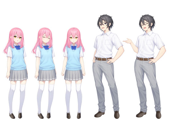 2023/08　ビジュアルノベルゲーム「アルカディア」　キャラクターデザイン表情差分