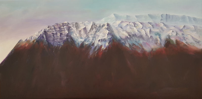 Bergwelt, Öl auf Leinwand, 50 x 100 cm, 2018