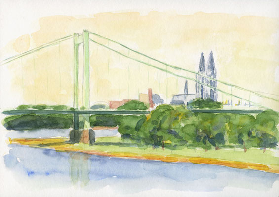 Mülheimer Brücke, 2017, 21 x 15 cm, Aquarell