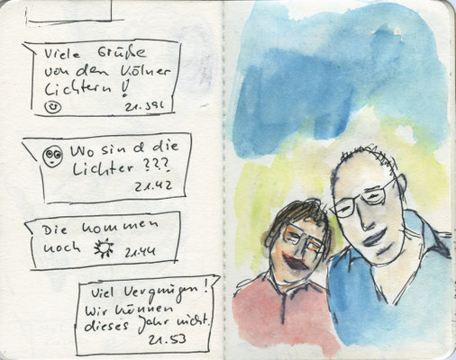 WhatsApp-Chat-14, 2016, Filzstift und Aquarell