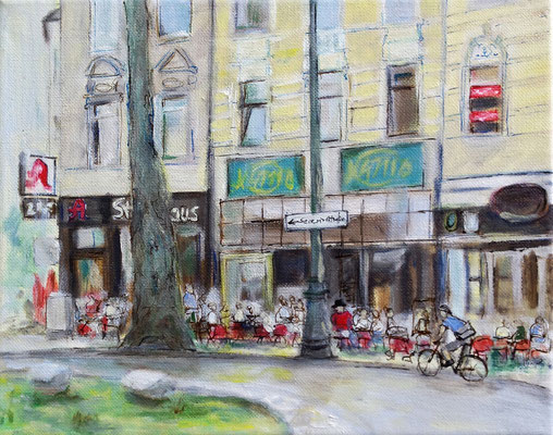 Chlodwigplatz 2016, 20 x 30 cm, Mischtechnik auf Leinwand