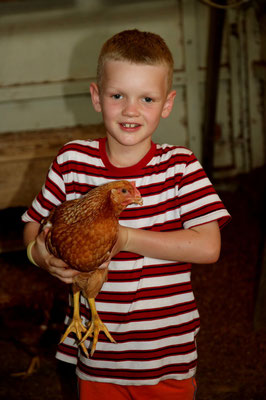 Siro mit seinen geliebten Hühnern