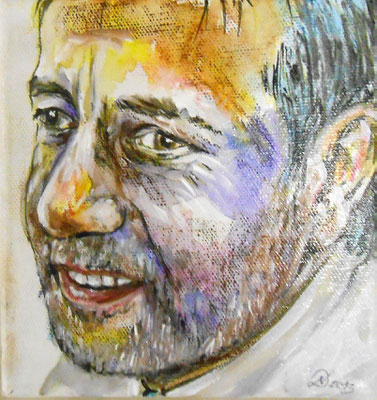 Acryl und Auquarellstift auf Leinwand, 15x10cm 