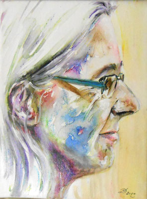 Acryl und Auquarellstift auf Leinwand, 15x10cm