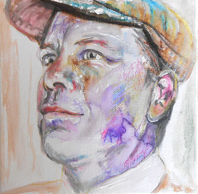Acryl und Auquarellstift auf Leinwand, 15x10cm
