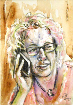 Acryl und Auquarellstift auf Leinwand,13x9cm