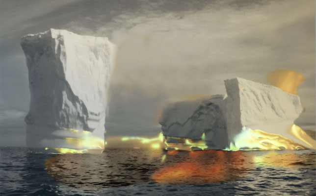 QUE SONT MES ICEBERGS DEVENUS ? LE FEU, JE CROIS LES A RONGÉS . (Wikimedia Commons)