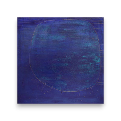 The B.H.T.  - Blu Planet, 2012, acrylic, marble, resin, gold on canvas, 90 x 80 cm