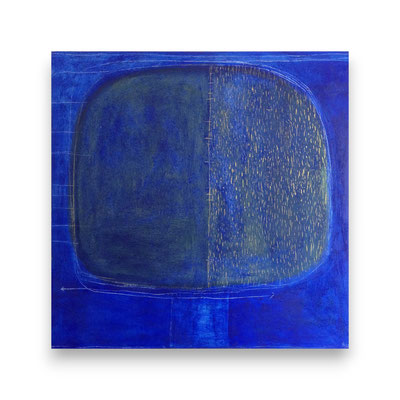 The BHT - Blu III, 2012, marble, resin, gold on canvas, 130 x 130 cm 