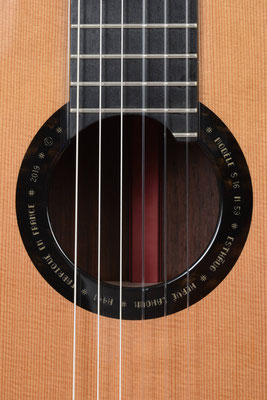 Details of the rosette patterns on the ESTHAUG Premiere Guitar