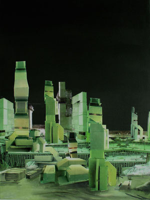 Siedlung, 2003, Acrylic/collage on canvas, 100cm x 75cm