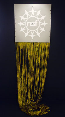 NSF(National Science Foundation), 2013, varnish on steel-panel, gold foil, 70 x 70 x 200cm