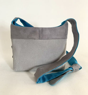 Bandoulière PM Toile gris clair - Alcantara gris clair - inter bleu clair