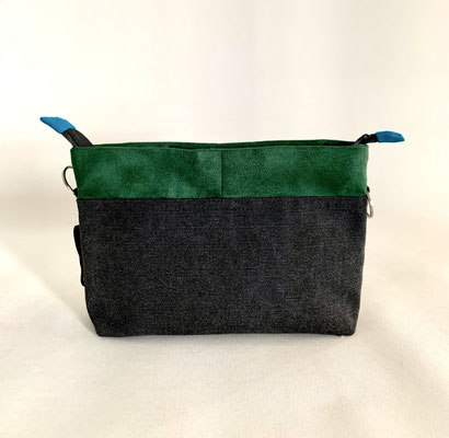Pochette + B Toile noire Alcantara Vert Inter Vert