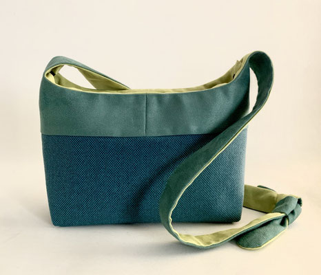 Bandoulière Moyen Modèle Tissu  faux uni bleu vert inter anis