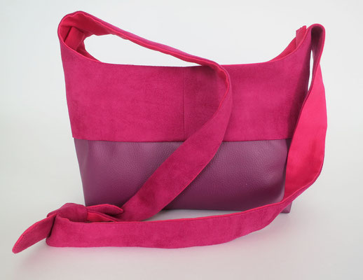 Bandoulière MM Skaï Parme+Alcantara Fuchsia