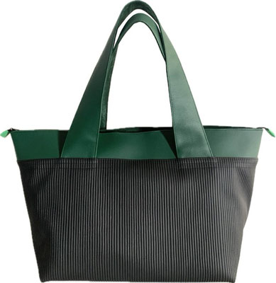 Shopper TGM Skaï noir rayé skaï vert inter vert