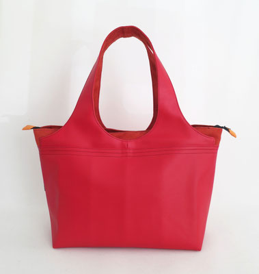 Shopper Grand Modèle Skaï et alcantara rouge