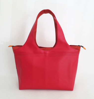 Shopper Grand Modèle Skaï et alcantara rouge