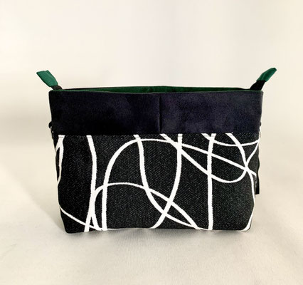 Pochette + B Tissu Arabesque N&B Alcantara Noir Inter Vert