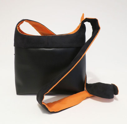Bandoulière PMSkaï noir + Alcantara Noir Inter orange