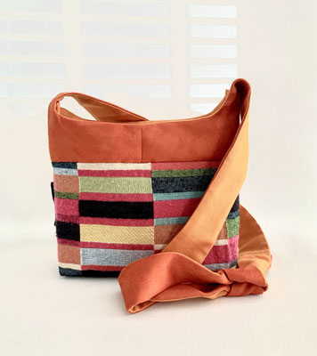Bandoulière PM Tissu multicol horizontal  Alcantara Orange Inter Orange