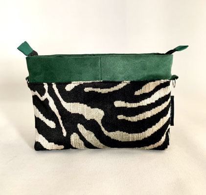 Pochette + B Velours Panthère Alcantara Vert Inter Vert