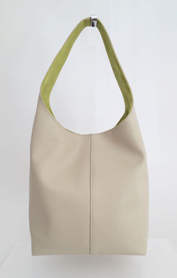 Petit Sac Seau skaï beige inter anis
