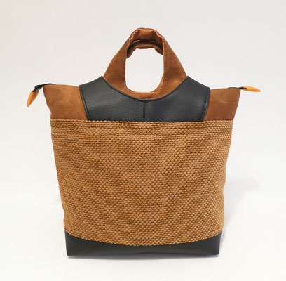 Sacados MM Alcantara marron clair et tissu marron clair tramé