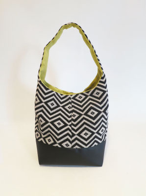 Petit Sac Seau tissu chevronsN&B inter anis
