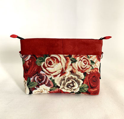 Pochette + B Tissu Roses Alcantara Rouge Inter Rouge