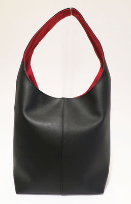 Petit Sac Seau skaï noir inter rouge